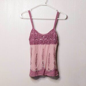 Intuitions Y2K Silk Purple Lace Crochet Tank Top - Size 4